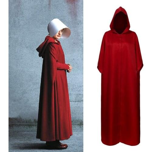 The Handmaids Tale Cloak Handmaid Offred Women Cosplay Dark Red Cloak Halloween Costume Party Props