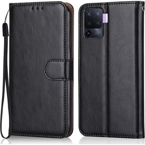Folio Luxury Leather Case for On Oppo F19 Pro 6.43''Wallet Stand Flip Case for On Oppo F19 Pro Phone Bag with Strap