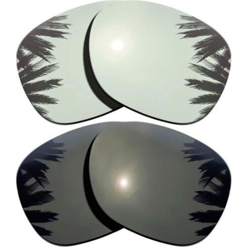 Silver Mirrored Coating+Black) 2-Pairs Polarized Replacement Lenses for Garage Rock 100% UVA & UVB Protection