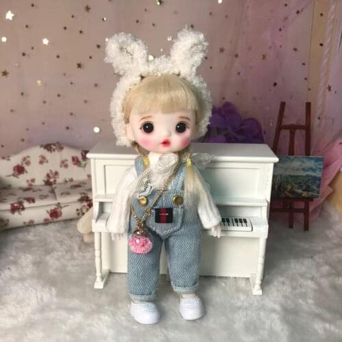 16cm Wig BJD Doll Movable Joints Cute Face DIY Bjd Dolls with Big Eyes Bjd Toys Gifts for Girl Handmand Toy