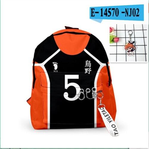 Haikyuu Karasuno Anime Bookbag keychain Hinata Shoyo School Bags Small Girls Travel Backpack Pink Kawaii Rabbit Shoulder Bags