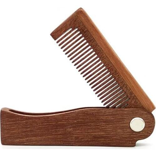 Portable Folding Wooden Comb Anti-static Hairdressing Styling Comb Men DIY Beard Mustache Comb Barber Haircut Trimming Tools