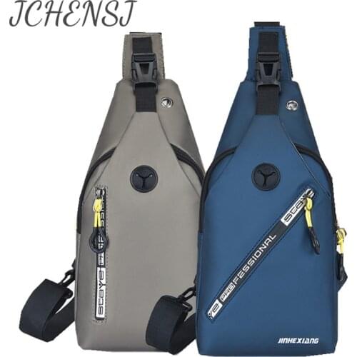 JCHENSH Waterproof Oxford Chest Bags For Men Headphone Hole Male Shoulder Bag Designers Mens Cross Body Bag