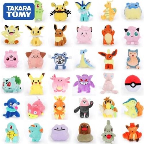 TAKARA TOMY 22CM Pokemon Plush Doll Original Pikachu Stuffed Toys Anime Plush Doll Charmander Children Christmas Event Gift