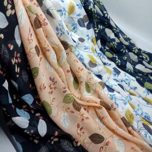 ON SALE Fashion Dress Chiffon Fabric 4 Colors Leaf Print 75D Sewing DIY Sunscreen Cosplay Fabric