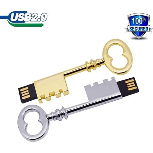 Over 10pcs free logo) key shape Metal usb flash drive Pendrive 64GB 32GB 16GB 4GB 128gb USB 2.0 flash disk USB memory stick