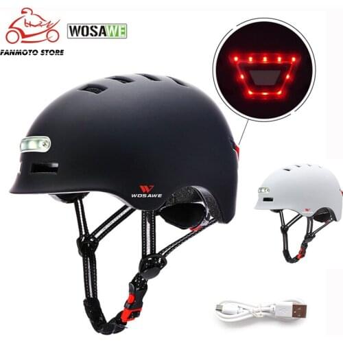 WOSAWE Motorcycle Helmet Headlight Safety Signal Warning Lamp Light LED Moto Scooter Head Protection Taillight USB Rechargeable