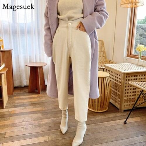 New Loose Harem Pants Women High Waist White Women Denim Jeans Zipper Soft Straight Female Jeans Casual Trousers Pantalon 10391