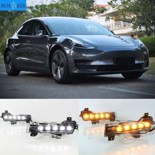 1Set Car LED DRL Daytime Running Light For Tesla Model 3 2017 2018 2019 2020