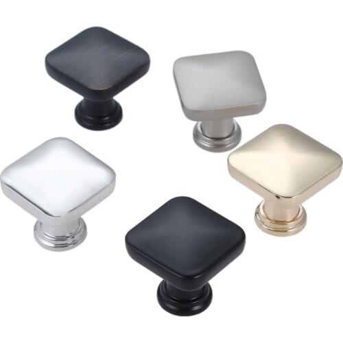 1pc Brass Square Knob Single Hole Handle Vintage Pull 29mm Vintage Decorative Golden/Black/Red Door Cabinet Drawer with screw