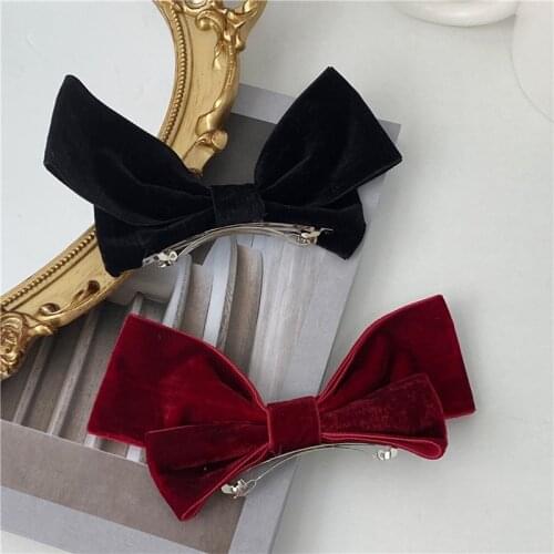 1PC Fashion Black Barrette Bow Hairpin Woman Girls Head Top Clip Sweet Hairclips Simple Super Fairy Headdress Hair Accessories