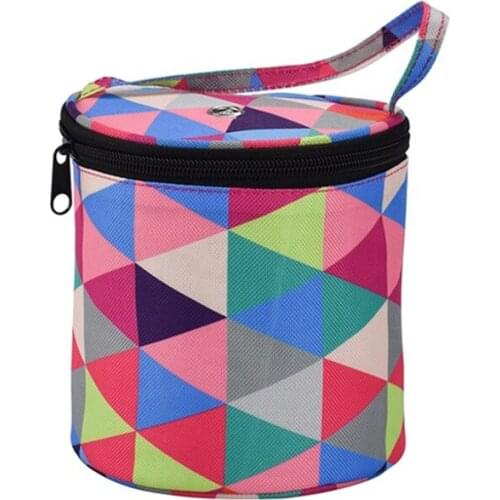 1PC Knitting Needle Storage Bag Wool Crochet Storage Drum Household Sewing Supplies Portable Handbag Color Rhombus 14.5cm