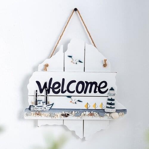 2021 Door Hanging home Decor Welcome Wooden Marine series Wall Hanging hanger Hanging Door Pendant Can Replace Mediterranean