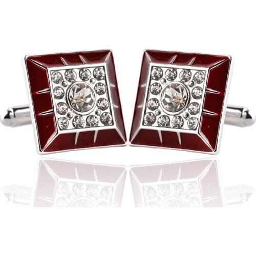 3D Trapezoid cufflinks squa Design Silver Plated Crystal Rhinestone Cufflink Women Wedding Party Cuff Links Shirt Buttons Gift