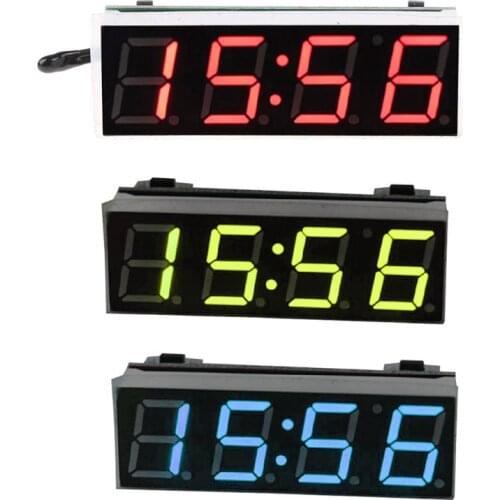 Car Digital Tube Electronic Clock LED Three-In-One Time + Temperature + Voltage a Basic Version of the Microcontroller Electroni