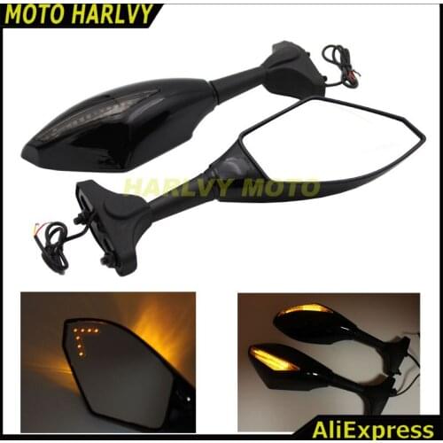 Black Motorcycle Rearview Mirrors Turn Signals LED Lights Smoke Lens for Hyosung GT125R GT250R GT650R