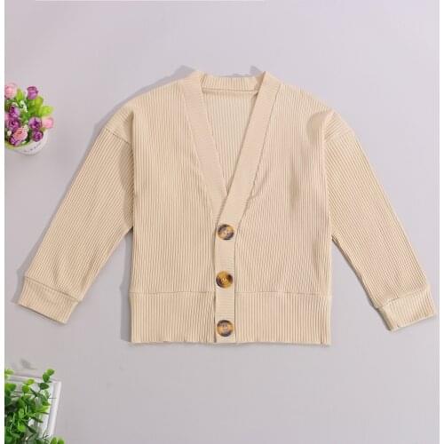 Kids baby Girls autumn Winter full sleeve Solid knitted outwear Coat toddler children Girls cardigan sweater 2-7Y