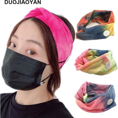 DUOJIAOYAN New design Elastic Tie-Dye Hairband Women Top Knot headband Cotton hair hoop Wide Turban cross bandana for ladies