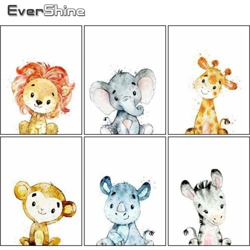 Evershine 5D DIY Diamond Embroidery Cross Stitch Mosaic Diamond Painting Animals Rhinestone Pictures Kids Room Decoration