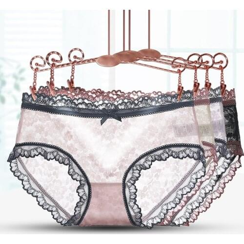 Cotton Panties Female Underwear Sexy Lace Panties for Women Briefs Underpants Plus Size Transparent Pantys Lingerie