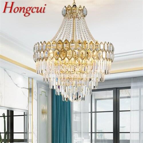 Hongcui Hanging Chandelier Crystal Modern LED Luxury Fixtures Home Decorative For Living Room Dining Room Villa Duplex