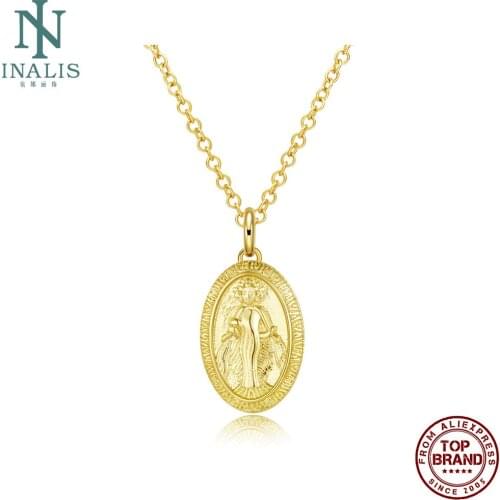 INALIS Gold Color Women Necklaces Oval Shape Mysterious Pattern Fashion Pendant Necklace Fit Party Jewelry Gift For Girlfriend