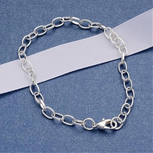 Iron Cross Chain Bracelet Making with Lobster Claw Clasps, fit DIY Fashion Bracelet Jewelry Making, Silver Color 205mm; Clasp