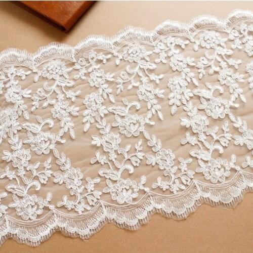 Delicate 2yards 17/34cm Mesh Fabric Flower Venise Venice Lace Trim Applique Sewing Craft for Wedding Dec