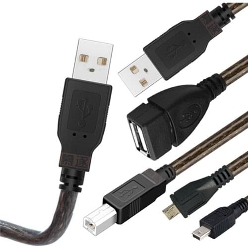 USB 2.0Type A Male to Male/Micro/Mini 5P USB/B Male Cable M/M Double Shielding(Foil+Braided) Premium Quality Transparent brown
