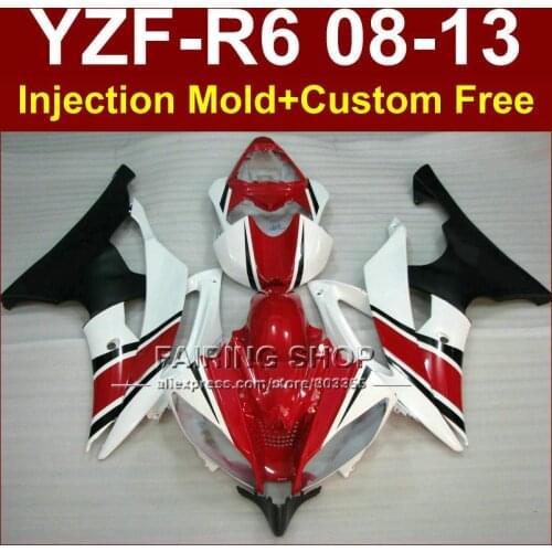 New Red white Motorcycle Injection mold fairing kit for YAMAHA 2008 2009 2011 2013 YZF-R6 ABS body parts YZFR6 08-13 YZF1000 R6