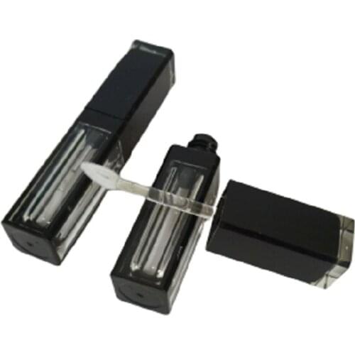 4ml Square Clear Lip Gloss Tube ABS Lip Gloss Refillable Bottle Black Lid Empty Plastic Lipgloss Container 10/30/50pcs