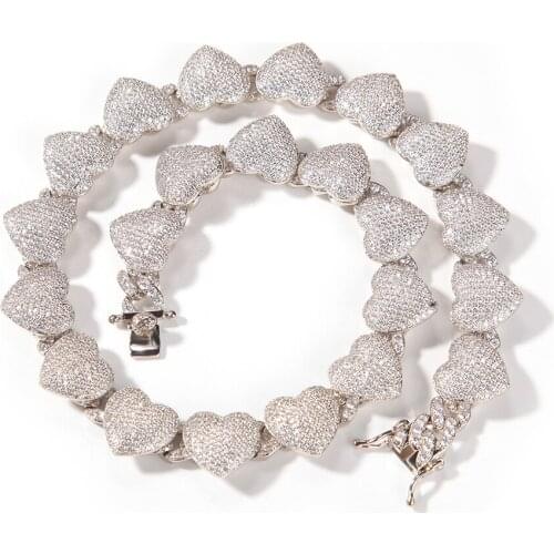 Iced Out Heart Choker Necklace Heart Layer Cuban Link Necklace CZ Cuban Chain Women