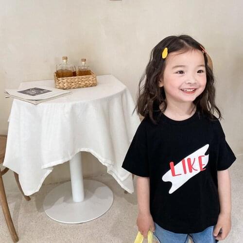 Summer unisex casual printing short sleeve T shirts Boys and girls 5 colors cotton all-match Tees