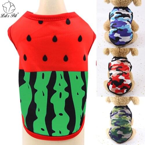 Summer Dog Vest Tshirt Clothing For Dogs Camouflage Spring Watermelon French Bulldog Breathable Mesh Cheap Pet Clothes For Dogs