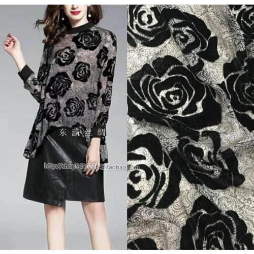 Silks store High silk velvet fabric rose silk fabrics Hollow-out Bottom Velvet Shawl dress tissu choth Wholesale and retail hot