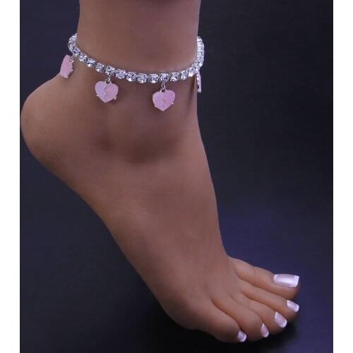 Fashion Heart Crystal Ankle Bracelet Leg Chain Foot Jewelry Boho Bijoux Femme Tobilleras Mujer Iced Out Tennis Anklets For Women
