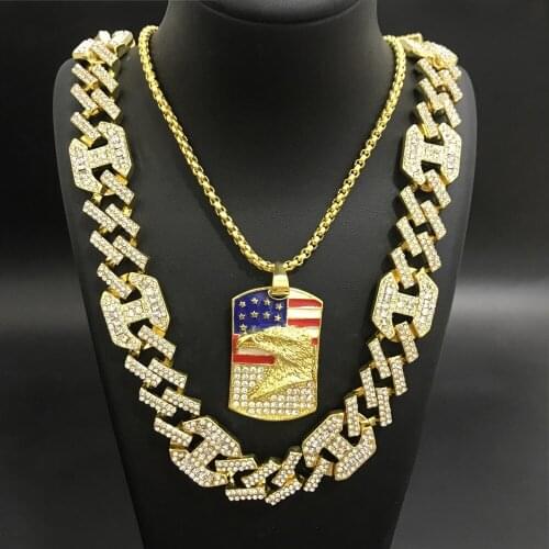 Hip Hop Men Gold Color Neckalce Masked Man Anti-terror Hood Neckalce Pendent Ice Out Cuban In Crystal Chain Hip Hop For Men