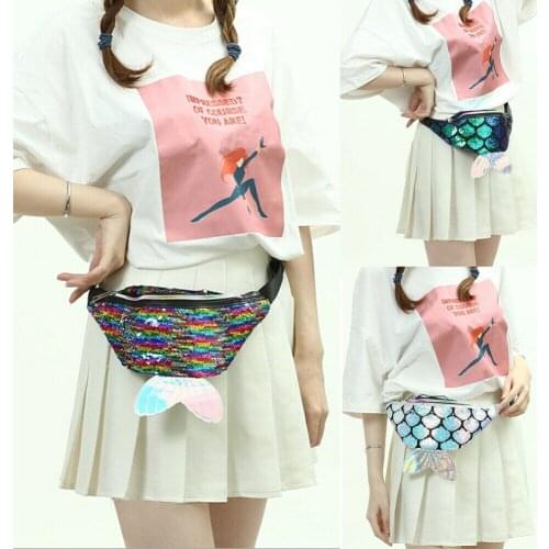 2019 Newest Hot Women’s Fanny Pack Colorful Laser Sequin Mermaid Fish Tail Waist Bag Chest Pouch Shoulder Belt Bag