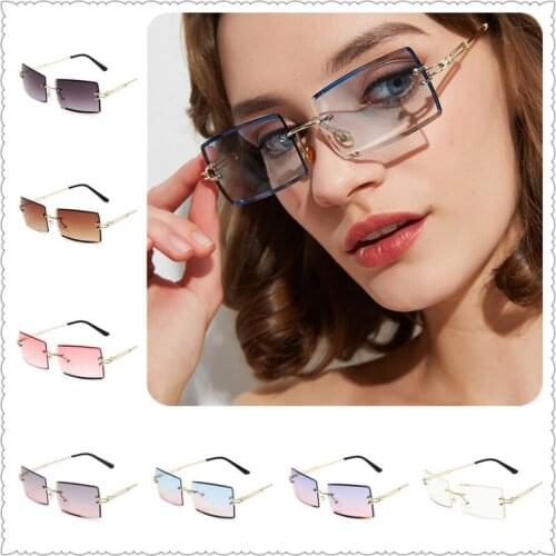 New sunglasses frameless trimmed square sunglasses small frame fashion sunglasses casual men and women sunglasses wild glasses