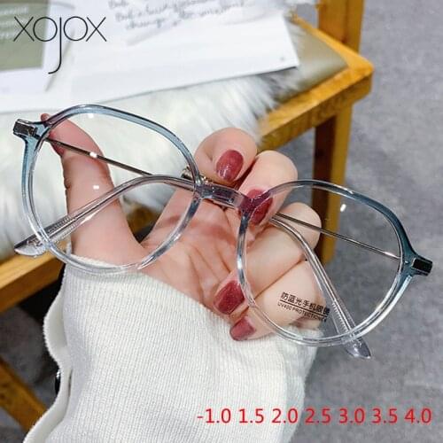 XojoX -1.0 1.5 2.0 2.5 3.0 3.5 4.0 Finished Myopia Glasses for Women Anti-Blue Light Short Sight Eyewear Vintage Spectacles