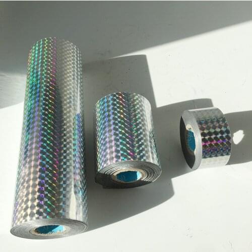 One Roll 120M Length Grid Laser Silver Color Hot Stamping Foil Paper Used for Hand Bag PVC Film Boxes Free Shipping