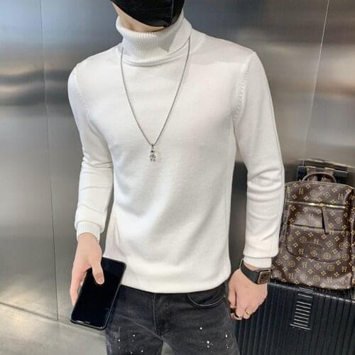 Autumn Mens Turtle Collar Long-sleeved Sweater 2021 British Base Pullover Brown Knitted Sweater Herren Pullover Ropa De Hombre