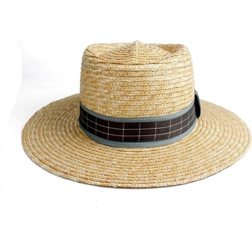 Wheat Straw Women Men Sun Hat Pork Pie Beach Hat Lady Wide Brim Boater Panama Beach Sunhat Jazz Hat