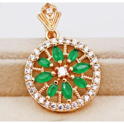 RLOPAY fashion Bohemian round Pendant for Women Gold plated green zircon Pendant Fashion Wedding Jewelry accessories Gift