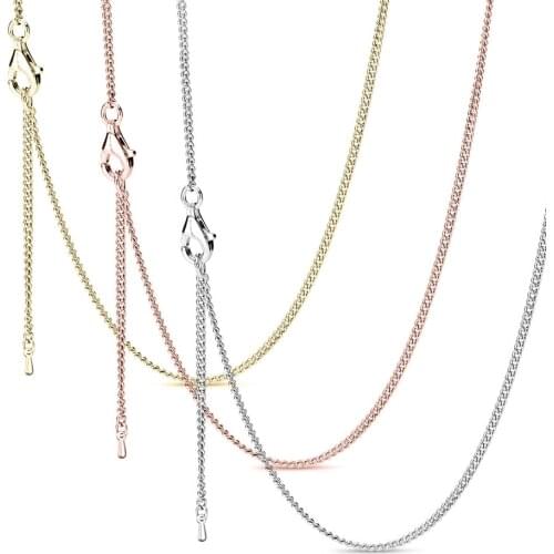 Seialoy 45cm Rose Gold Cable Basic Chain For Necklace Fit Original Charms Pendant Necklace Women Men Jewelry Boy Girls Gift