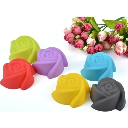 Silicone Cupcake Mold Fondant Pan 3D Small Rose Shaped Kitchen Baking Pastry Tools Cake Decorating Tools 6/12PCS Muffin Cupcake