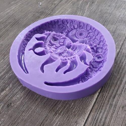 N58F European Style Moon Sun Shape Silicone Mold Cement Plaster Glue Mold for Diy Resin Crafts Home Decoration