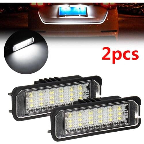 2PCS White LED License Plate Light 12V 5W 18 LED Lamp No Error For VW Golf 4 6 Polo 9N for Passat Replacement Bulb