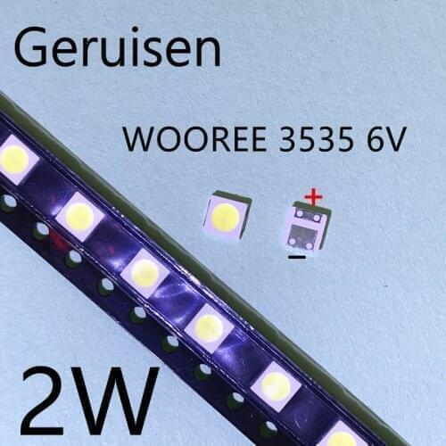 50PCS WOOREE LED Backlight 2W 6V 3535 150LM Cool white WM35E2F-YR09B-eA LCD Backlight for TV TV Application
