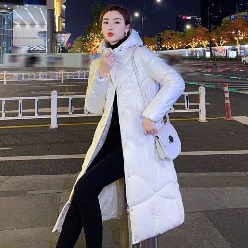 ISENMAL Girls Snow Wear Autumn Women Long Hooded Winter Down Parka Ladies Warm Fashion Slim Split Jacket Coat Female Outwear